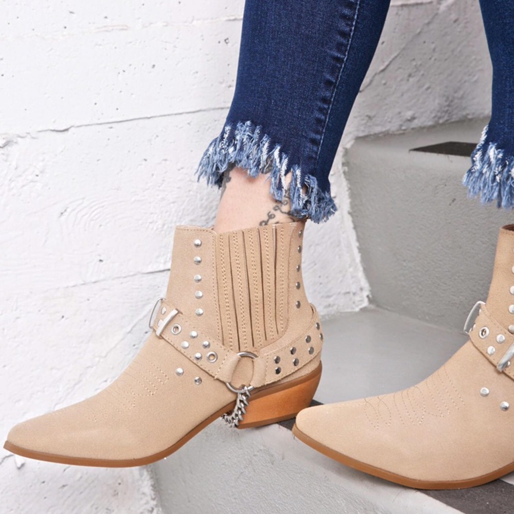 Nasty Gal Free People YRU Tan Harness Laso Booties